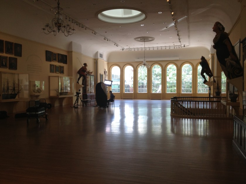 Setting up in East India Marine Hall with Chip and Corbett.