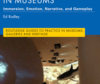 Product shot of upright book titled "Designing for Playful Engagement in Museums" The cover image features a busy museum gallery.
